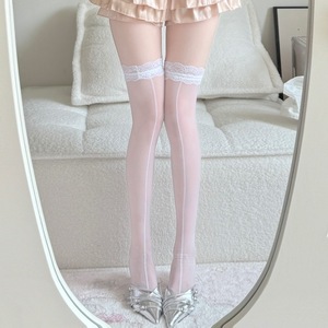 Estilo Delgado Encaje Muslo Encaje Línea de camarón Raya Sensación femenina Puro deseo de cruzar la rodilla Manguera alta - Product Image 2
