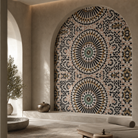Mosaïque murale en verre artisanale de la série Mosquée, design moderne, idéale pour les salons, cuisines et salles de bain intérieures