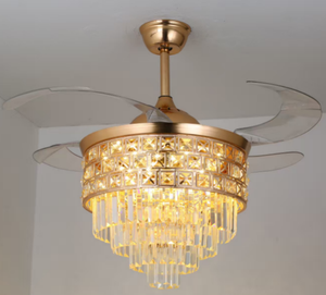 Luxury <strong>Crystal</strong> Ceiling Fan Light Fixture with Remote Control, Modern LED Chandelier Fan for Living Room Bedroom Fancy Light - Product Image 3