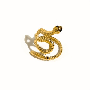 Anillo de Serpiente Ajustable de Acero Inoxidable Impermeable, Chapado en Oro, Joyería de Moda para Mujer - Product Image 4
