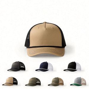 Casquette Trucker en Maille Vierge à 5 Panneaux Personnalisable, Profil Haut, Snapback Personnalisé avec Cordon, Tendance Mode Estivale, Vente en Gros - Product Image 2