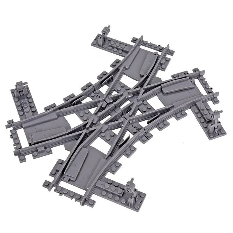 City Electric Train Points Crossings Flexible Railway Switching Tracks Rails Forked Straight Curved Block Toy