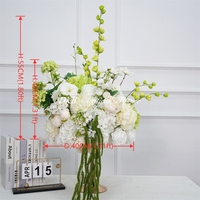 DKB Nouvelle Boule de Fleurs Artificielles Style Jardin Doux 60cm avec Roses Bleu Ciel et Gypsophile, Centre de Table pour Baby Shower