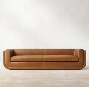 Luxus Wohnzimmer möbel U-förmiger Rahmen durchgehend gebogene Sofa Leder möbel