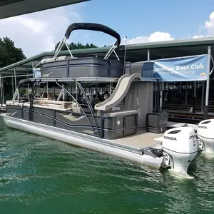 Beste Große 30 Ft Luxus Doppel Decker Ponton Boot Mit Bad Und Rutsche Für Verkauf In Gute Preis