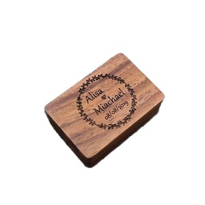 Wooden Cufflink Storage <b>Box</b> With Magnetic Lid Engraved Jewelry Organizer For Rings <b>Earrings</b> Tie Clips - Product Image 2
