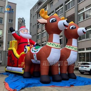Père Noël <span class=keywords><strong>gonflable</strong></span> sur traîneau avec renne - Product Image 1