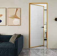 Porte battante en verre trempé ZEYI avec cadre fin en aluminium, style moderne minimaliste pour villa, bureau ou chambre