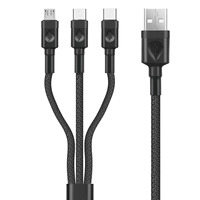 Câble de données tressé à charge rapide 3 en 1, 1 à 3, compatible avec Android, gaine en nylon, fonction 3A