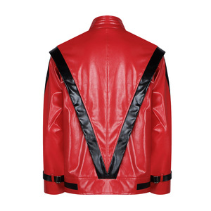 Chaqueta de Cuero Sintético Roja de Michael Jackson, Disfraz de Cosplay, Traje para Actuación en Escenario de Halloween - Product Image 3