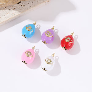 Pendentif en forme d'<span class=keywords><strong>œuf</strong></span> de Pâques <span class=keywords><strong>russe</strong></span> Fabergé en émail plaqué or 14 carats avec un mauvais œil, <span class=keywords><strong>bijoux</strong></span> - Product Image 2