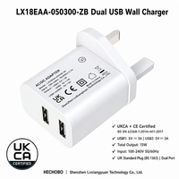 Chargeur mural USB double port Shenzhen Lvxiangyuan 5V 3A avec prises US EU UK, certifié ETL CE UKCA FCC OTP QC 3.0 pour écouteurs et téléphones mobiles