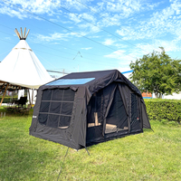 Tente de camping gonflable imperméable multi-personnes noire quatre saisons ouverture automatique rapide conception extensible pour le glamping en plein air