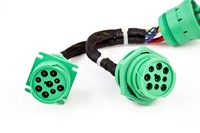 Kustom hijau tipe 2 SCH deut9pin jeto kabel ekstensi adaptor 2 laki-laki perempuan PVC tembaga 12V 200mm otomotif ELD 9 Pin J1900 Y
