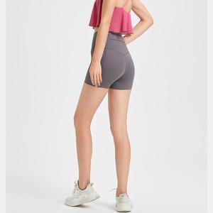 Shorts de yoga taille haute pour femmes avec poche dissimulée froncée pour téléphone, sans effet camel toe, couleur nude, doux, effet push-up fessier, pour la gym, la course et l'entraînement OEM ODM - Product Image 6