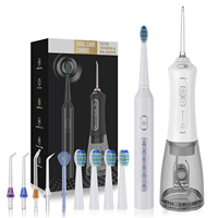 Kit Combiné de Soins Bucco-Dentaires à Domicile : Brosse à Dents Électrique Sonique + Hydropulseur Buccal Multi-Modes pour le Nettoyage des Dents