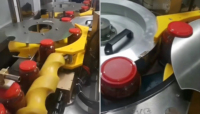 Machine d'étiquetage à colle thermofusible linéaire plus petite pour l'étiquetage des liquides vaisselle et des produits de nettoyage emballés en fûts