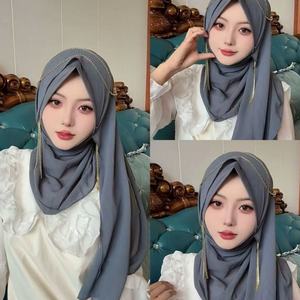 Pañuelo Largo Musulmán con Flecos Exóticos, Protección Solar y Transpirable para Viajes - Product Image 6