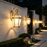 Applique murale LED extérieure étanche en cuivre de style rétro moderne américain pour cour, jardin, porte, hall, escalier
