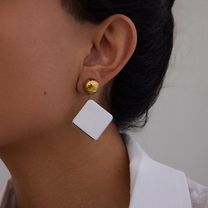 Boucles d'oreilles pendantes géométriques en or avec pendentif carré, bijoux de mode pour soirée - Product Image 2