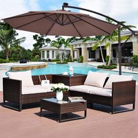 Parasol de plage extérieur avec éclairage solaire LED, grand parasol banane pour patio, mobilier de jardin suspendu, parasol déporté