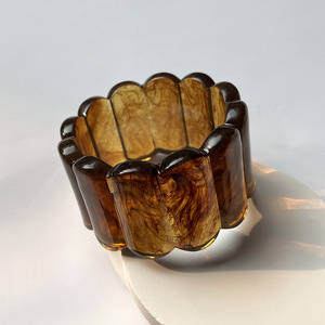 Brazalete de Resina Acrílica con Forma de C Ancha, Estilo Francés, Exagerado, Abierto, para Mujer - Product Image 6