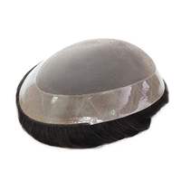Prêt à expédier 100% indien naturel humain mâle système de remplacement de cheveux Mono Pu cheveux Patch hommes perruques toupet pour hommes