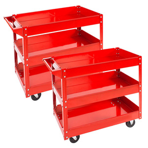 Three Layer Metal <b>Tool</b> <b>Cart</b> With Wheels Garage Storage Utility <b>Cart</b> Carbon Steel Rectangle Standing Type 150mm Height - Product Image 5