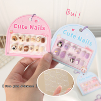 Lot de 12 faux ongles pour enfants, en ABS, 3D, dessin animé, détachables, réutilisables, mignons, pré-dessinés, à presser