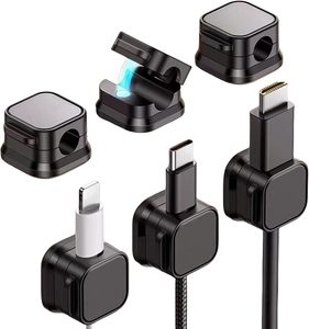Ensemble de 6 organiseurs de câbles magnétiques en plastique pour bureau et mur, avec boucles de rangement pour cartes d'alignement et charge de données de téléphone portable - Product Image 2