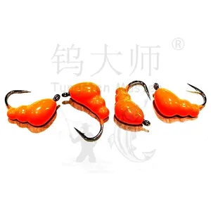Lead Fishing Ice Sea Jigs Larva Double High Carbon Steel Hook Fluorescent Round Jig Head Lead Fishing For Saltwater/Freshwater