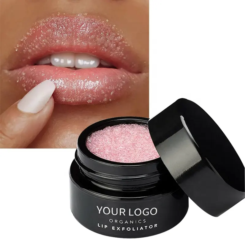 2022 Organic Vegan Private Label Wholesale Brighten Exfoliating Sugar Lip Scrub Pink Lip Cream Scrub With Vitamins Shea Butter