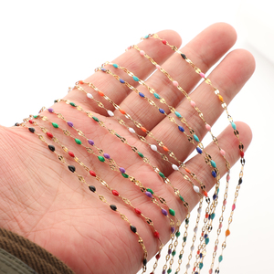 <span class=keywords><strong>Lovestory</strong></span> Cadena de Acero Inoxidable de 2mm con Esmalte Colorido y Cuentas de Oro de 18k, No se Deslustra, para Fabricación de Joyas y Accesorios DIY - Product Image 1
