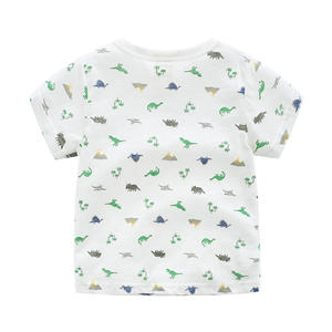 Importateur en gros de produits chinois en Inde, Delhi : T-shirt blanc à manches courtes pour enfants, motif dinosaure - Product Image 4