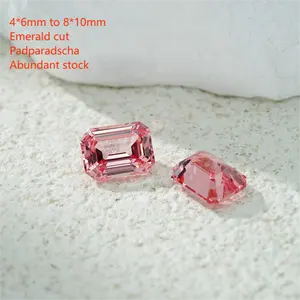 4*6mm sampai 8*10mm zamrud Cut Lab batu permata warna-warni grosir batu bintang harga pabrik batu permata longgar Pink Padparadscha safir