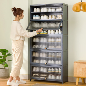 Étagère à chaussures multi-niveaux grande capacité, armoire de rangement anti-poussière pour entrée de maison, usage intérieur - Product Image 1