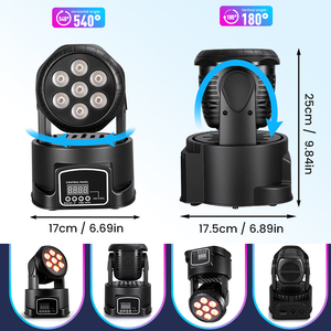 Luci a Testa Mobile LED per Palcoscenico, Luci per DJ Professionali 7X8W 5000LM RGBW, Faretto a 12 Colori con Controllo DMX512 per <span class=keywords><strong>Discoteca</strong></span> - Product Image 3