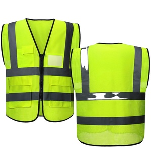 Gilet de sécurité réfléchissant néon haute visibilité personnalisable avec logo, en polyester, avec poches et fermeture éclair pour le travail - Product Image 5