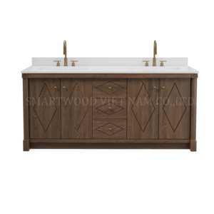 Floor Standing Antique <b>Bathroom</b> <b>Cabinet</b> Solid <b>Wood</b> Plywood LED Porcelain Basin Painted Antiqued Walnut Water Resistant - Product Image 4