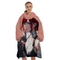 Coloré personnalisé Anime impression conception hiver chaud une pièce surdimensionné portable couverture à capuche avec capuche