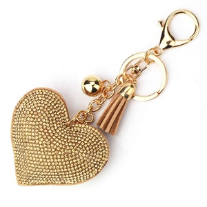 <span class=keywords><strong>Porte</strong></span>-clés <span class=keywords><strong>pompon</strong></span> en cuir doré, strass multicolores, en forme de cœur, fermoir en métal, vente en <span class=keywords><strong>gros</strong></span>, nouvelle collection 2020 - Product Image 3