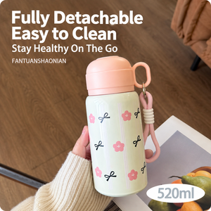 Bouteille d'eau isotherme pour enfants 520 ml en acier inoxydable 316, mignonne, avec paille escamotable, gourde sport portable - Product Image 6
