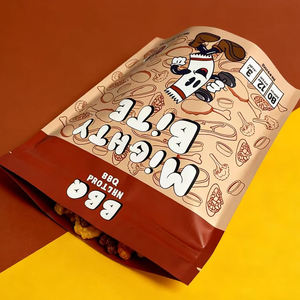 Sachets en plastique personnalisés imprimés, anti-fuite, thermoscellables, à fond plat, avec fermeture éclair, pour l'emballage de chips, de fromage et de viande séchée - Product Image 4