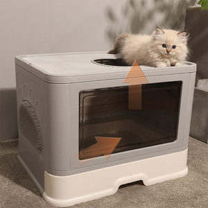 Litière pour chat, grand, entièrement fermée, anti-éclaboussures, toilette pliable, à récurer, livraison directe - Product Image 4