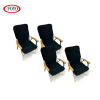 Chaise pliante FOYO en toile avec porte-gobelet, cadre en aluminium et acier inoxydable, accoudoirs en bois, siège haut pour bateau, yacht, marine