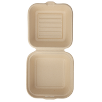 Boîte de restauration rapide à emporter biodégradable Bagasse pulpe de canne à sucre déjeuner Burger repas boîte en papier boîte à hamburger canne à sucre jetable