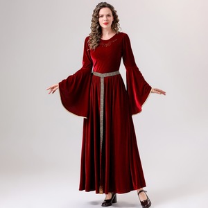 Vestido largo de estilo medieval para mujer adulta, disfraz rojo y azul para actuación en escenario - Product Image 2