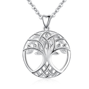 Isunni Árbol de la vida de la serie 925 de plata de ley chapados en rodio colgantes de cadena para los hombres y las mujeres - Product Image 1