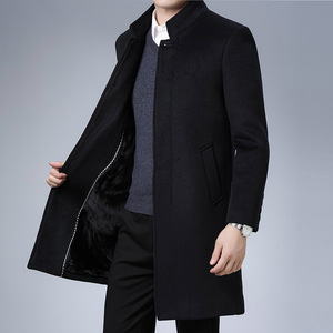 Cappotto Invernale con Collo Alto per <span class=keywords><strong>Uomo</strong></span> di Mezza Età, Stile <span class=keywords><strong>Trench</strong></span> Lungo - Product Image 4