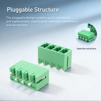 Conector PCB de Latón PA66 con Paso de 3.81MM, 300V 8A, Bloque de Terminales Hembra Verde Enchufable - Temperatura de Operación de -30 a 105°C